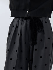 フロッキードットイージーワイドパンツ≪手洗い可能≫