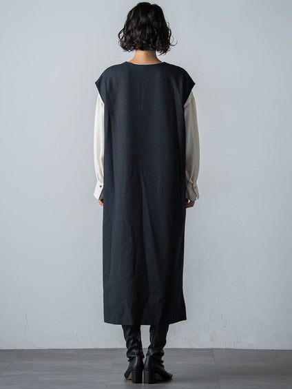 【WEB限定】【3サイズ展開】キーネックワンピース≪イージーケア/毛玉になりにくい≫