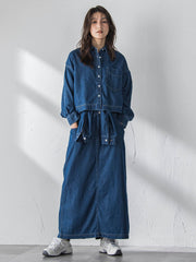 ラウンドヘムデニムクロップドシャツ