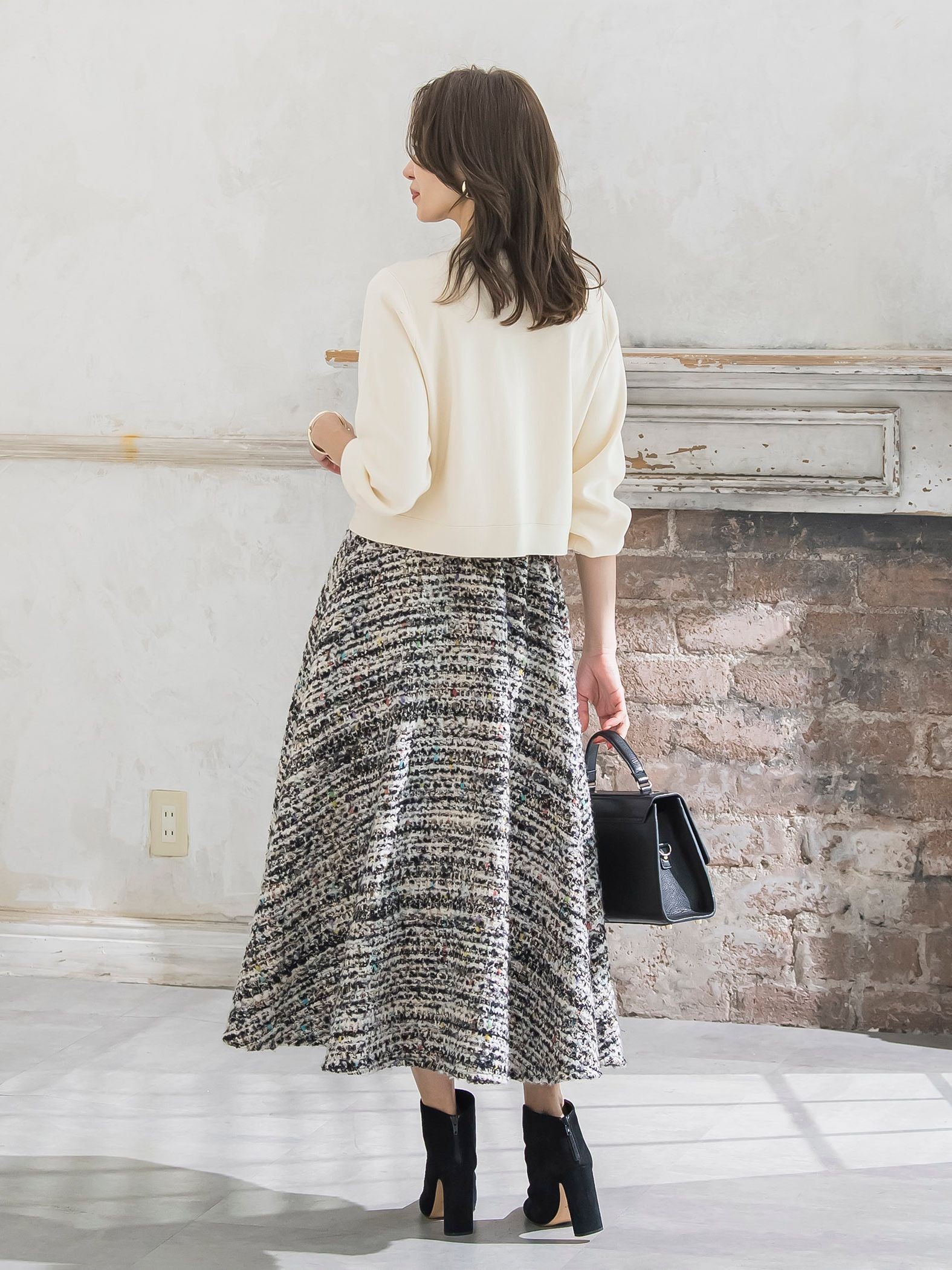 CLARENSONミックスツイードカーディガン