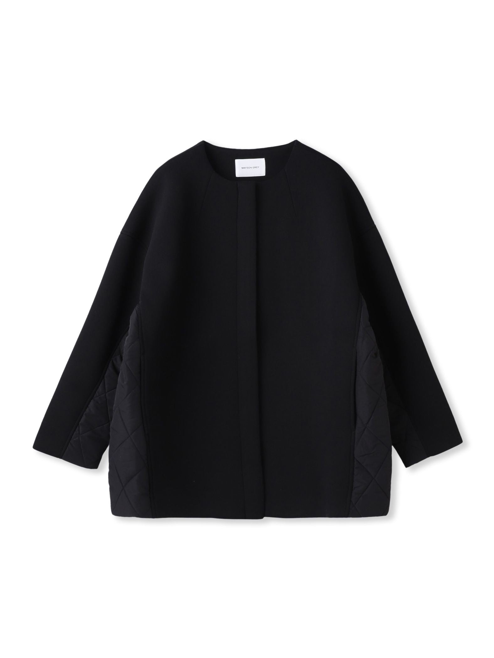 モスダンボール×中綿キルティングノーカラーコート≪手洗い可能≫