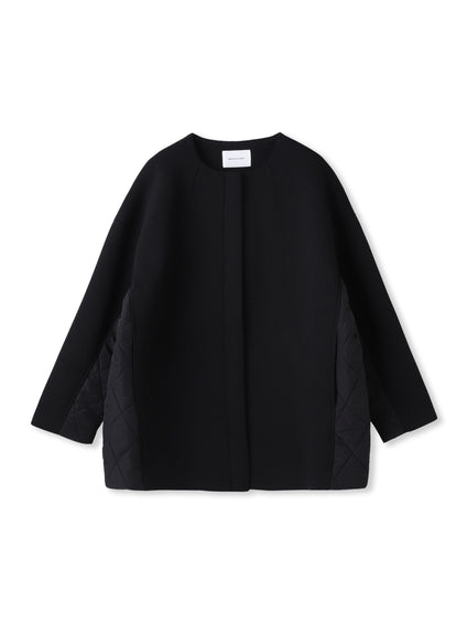 モスダンボール×中綿キルティングノーカラーコート≪手洗い可能≫