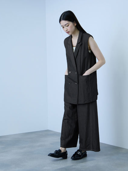 【シーズンレス】ナイロンツイルデニムベスト