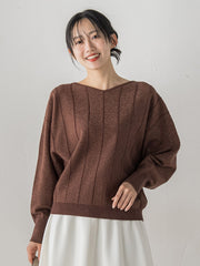 【新色追加】ラメドルマンVネックニット≪手洗い可能≫