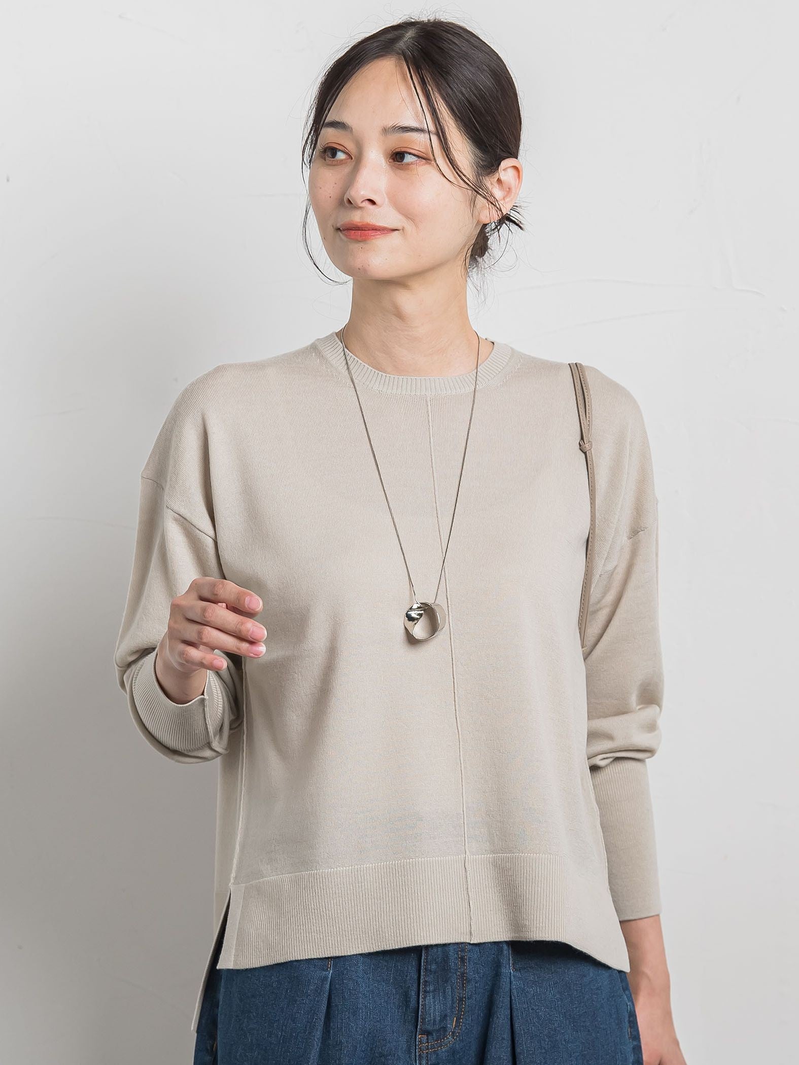 【WEB限定】ベーシックウールクルーネックニット≪洗える≫