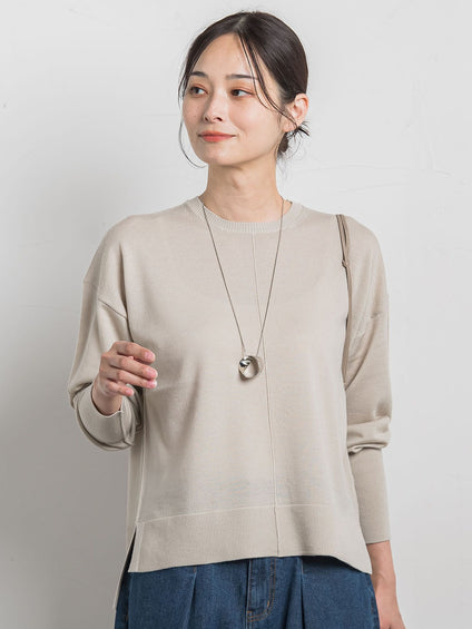 【WEB限定】ベーシックウールクルーネックニット≪洗える≫