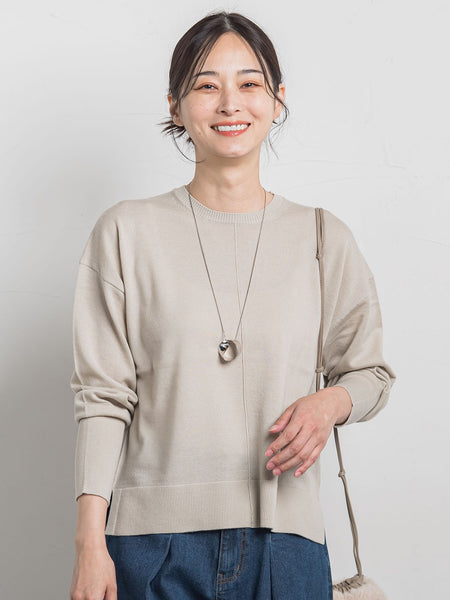 【WEB限定】ベーシックウールクルーネックニット≪洗える≫