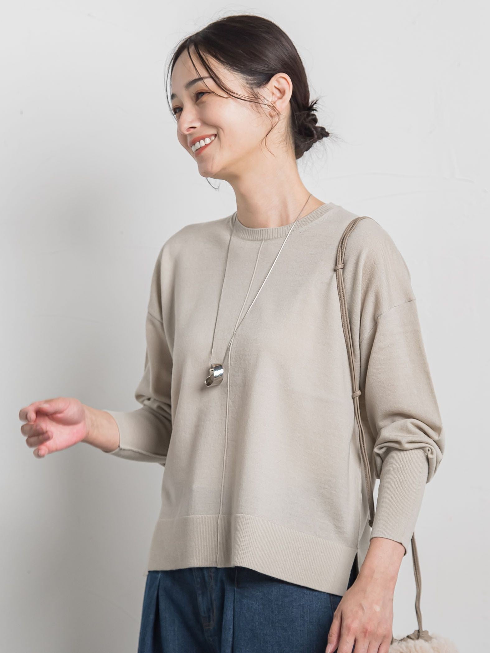 【WEB限定】ベーシックウールクルーネックニット≪洗える≫