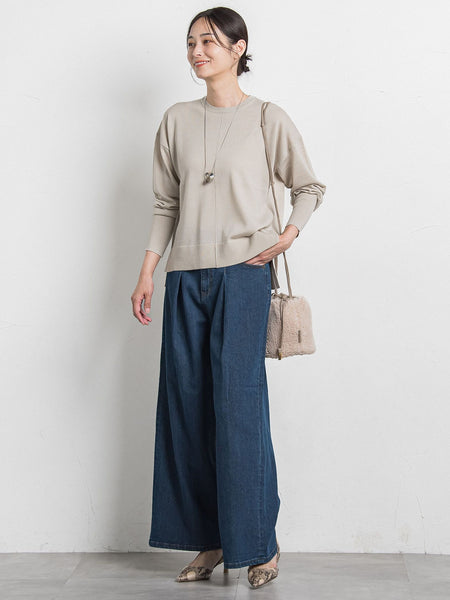 【WEB限定】ベーシックウールクルーネックニット≪洗える≫