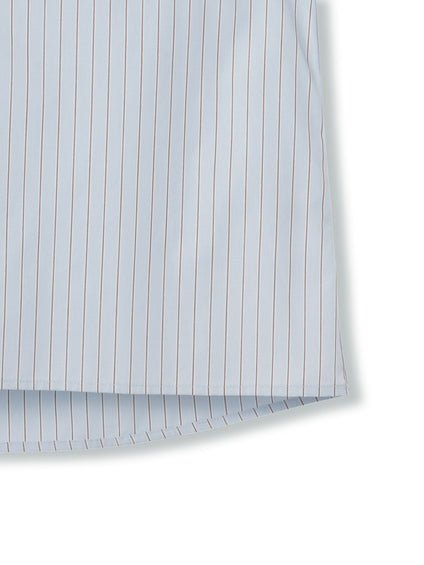 ブロードストライプキーネックブラウス