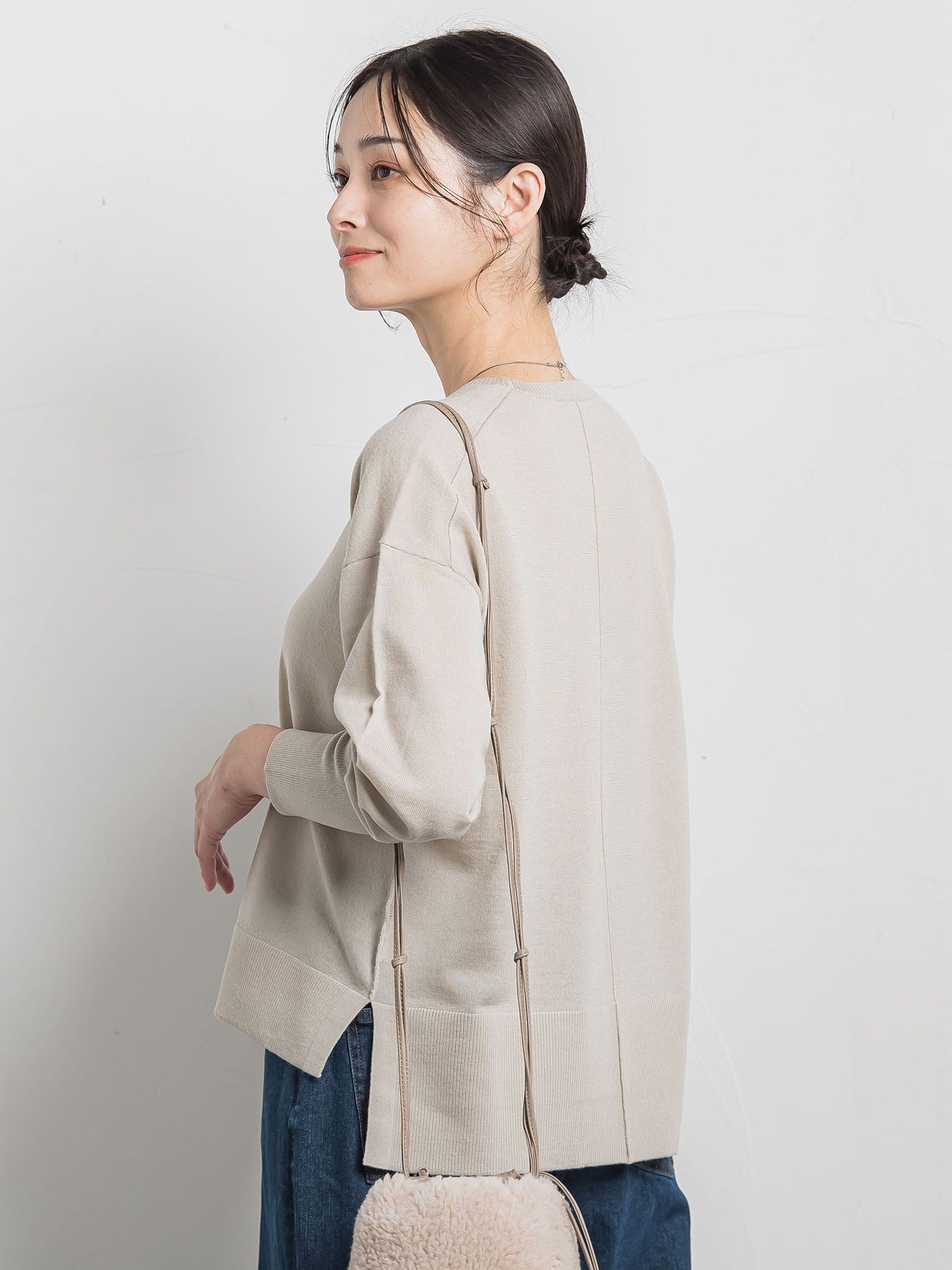 【WEB限定】ウォッシャブルウールクルーネックニット≪洗える≫