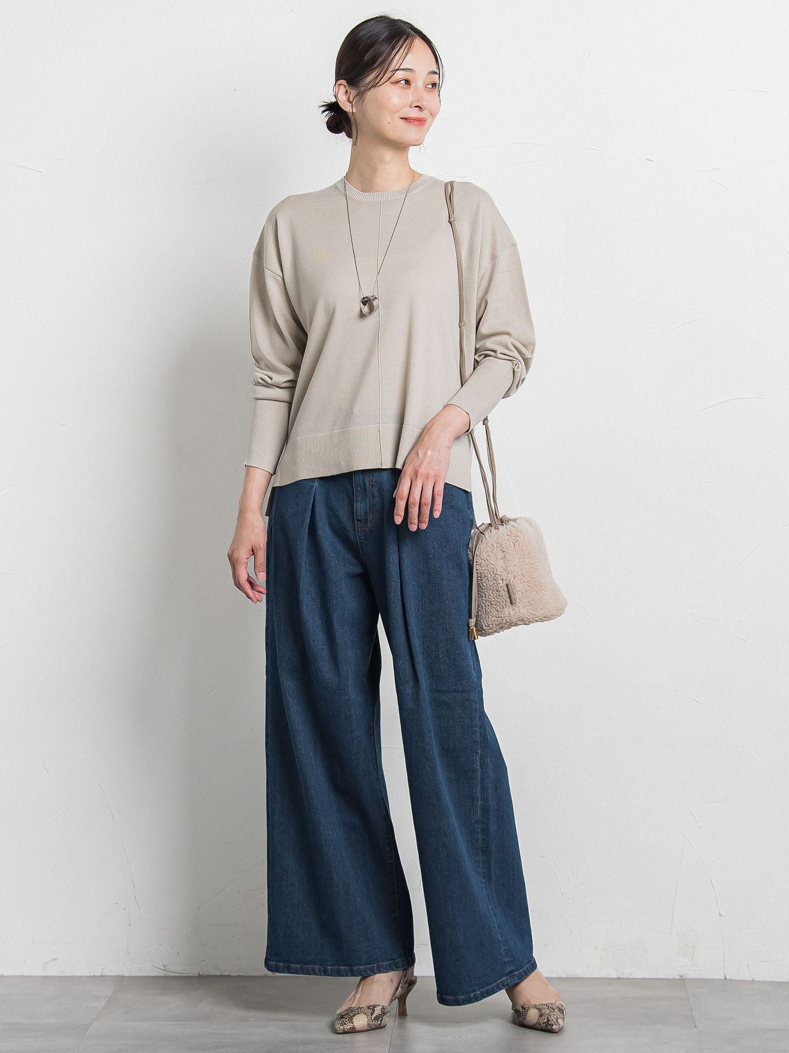 【WEB限定】ベーシックウールクルーネックニット≪洗える≫