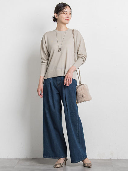 【WEB限定】ベーシックウールクルーネックニット≪洗える≫