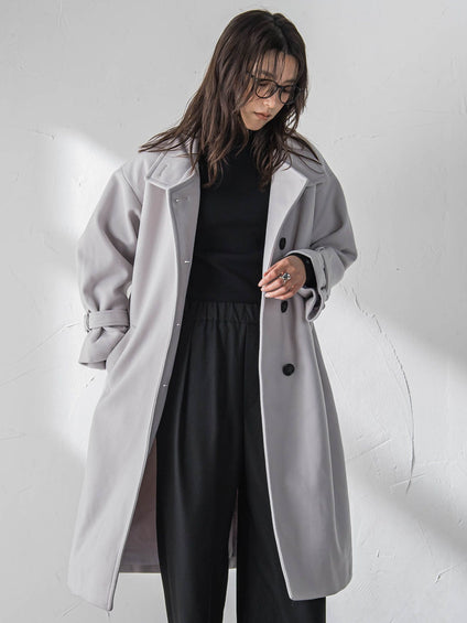 フェイクウールスタンドカラーコート