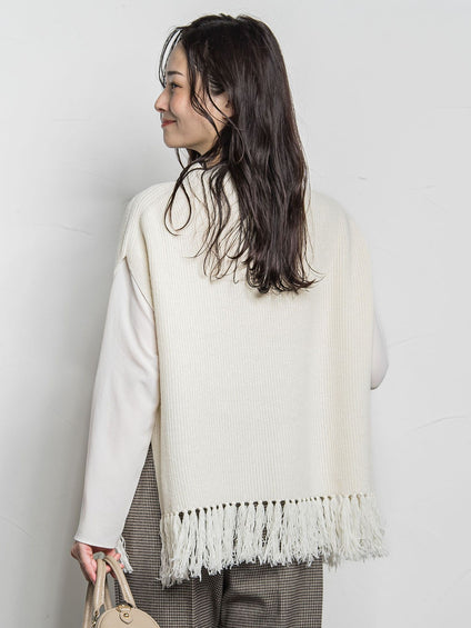 カシミヤシルクフリンジベスト