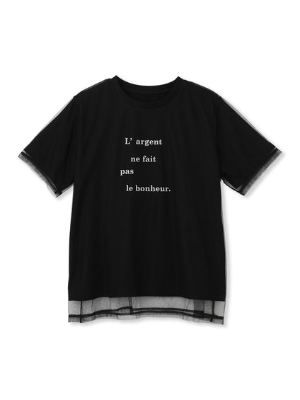 【WEB限定】チュールレイヤードロゴカットソー≪手洗い可能≫