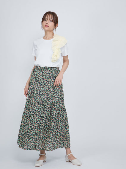 アシメショルダーフリルTシャツ≪手洗い可能≫