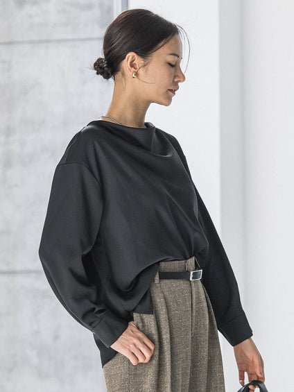 クレープサテン長袖ブラウス ≪手洗い可能≫