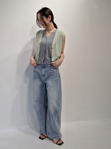 【2piece】sheer layerd vest