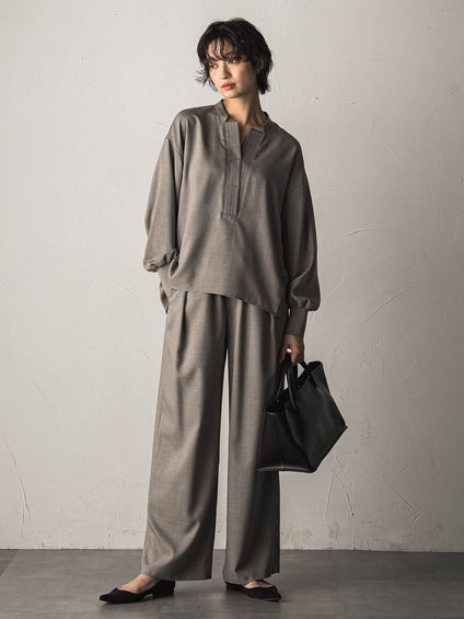 【一瞬で楽とキレイを叶える】ナチュラルストレッチスキッパーブラウス≪セットアップ対応≫