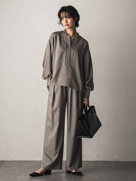 【一瞬で楽とキレイを叶える】ナチュラルストレッチスキッパーブラウス≪セットアップ対応≫