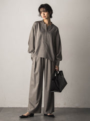 【一瞬で楽とキレイを叶える】ナチュラルストレッチスキッパーブラウス≪セットアップ対応≫