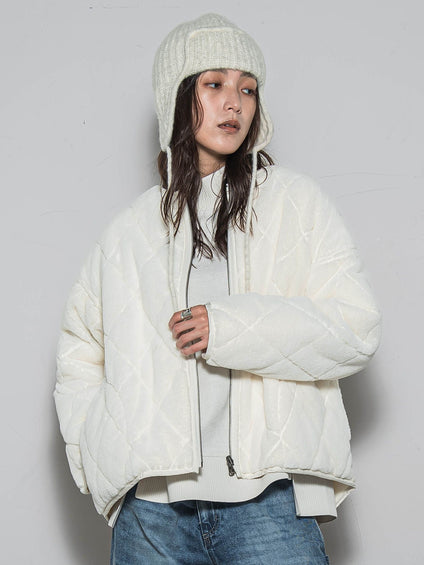 キルティング×フェイクファーリバーシブルブルゾン