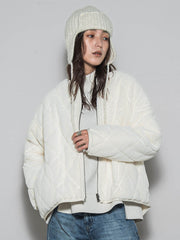 キルティング×フェイクファーリバーシブルブルゾン