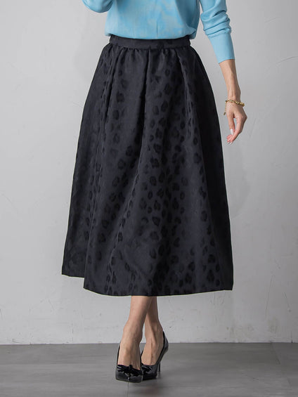 【WEB限定】レオパードジャガードスカート