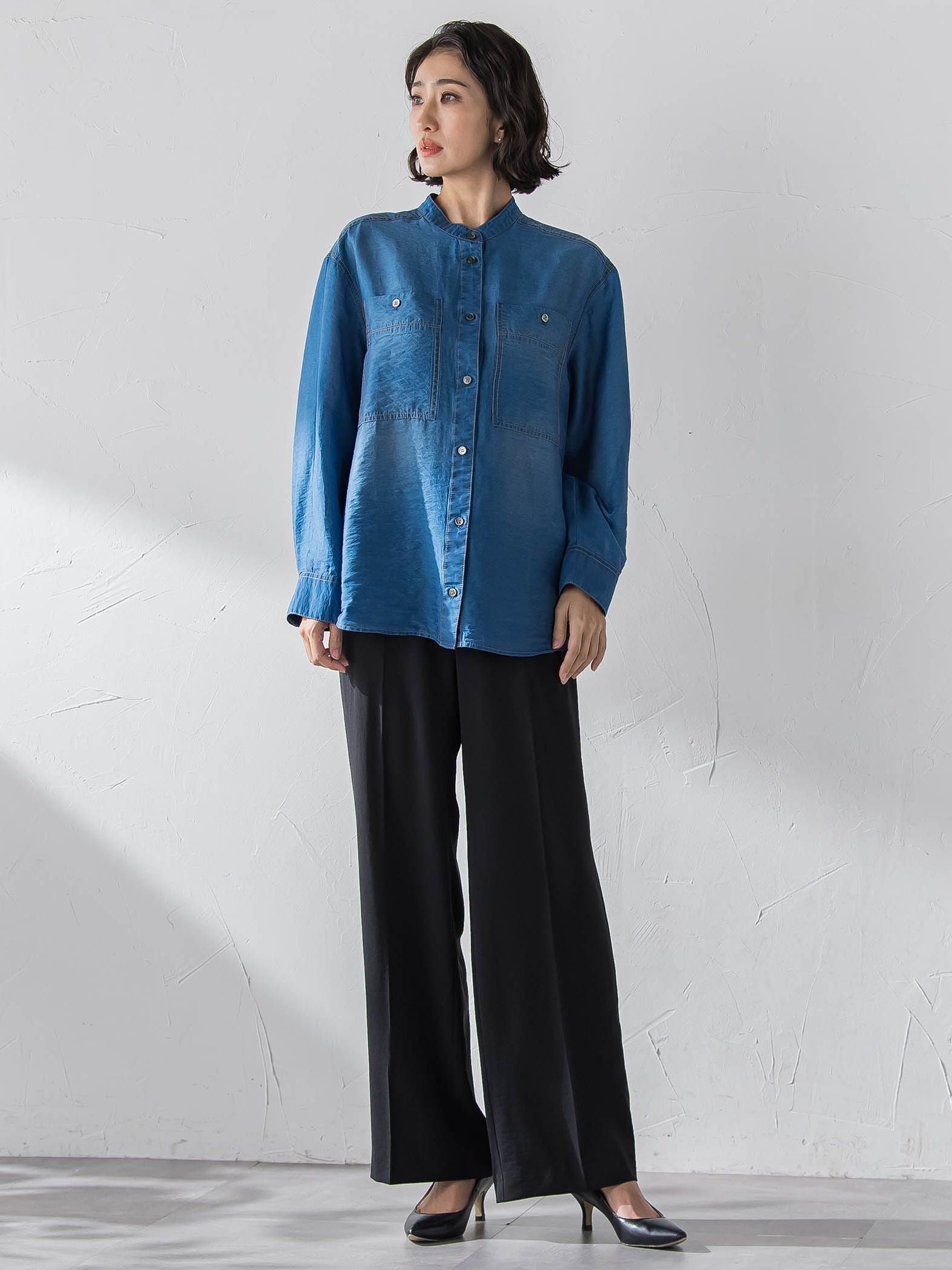 【大きいサイズ】ハイストレッチカルゼワイドパンツ