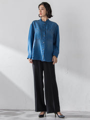 【大きいサイズ】ハイストレッチカルゼワイドパンツ