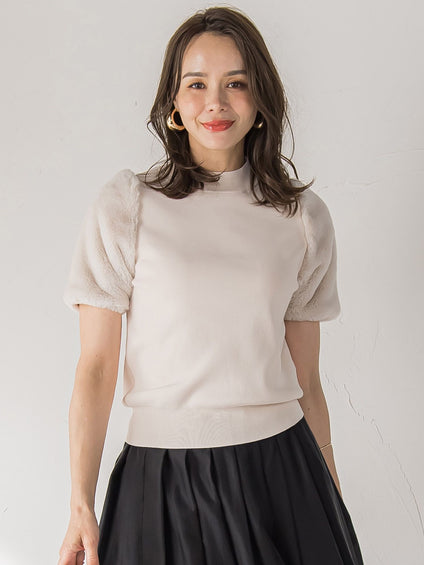 ファースリーブハイネックニット≪手洗い可能≫