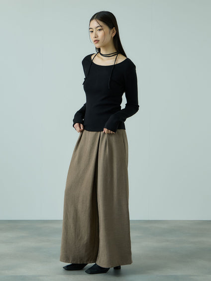 ストリング付バレエネックリブニット≪手洗い可能≫