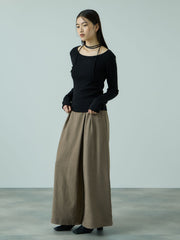 ストリング付バレエネックリブニット≪手洗い可能≫