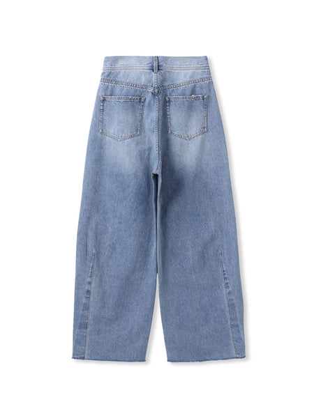 カーブデニムパンツ≪洗濯機で洗える≫