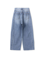 カーブデニムパンツ≪洗濯機で洗える≫