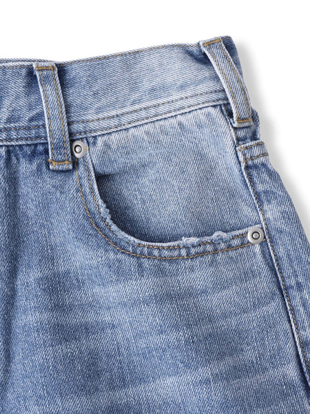 カーブデニムパンツ≪洗濯機で洗える≫