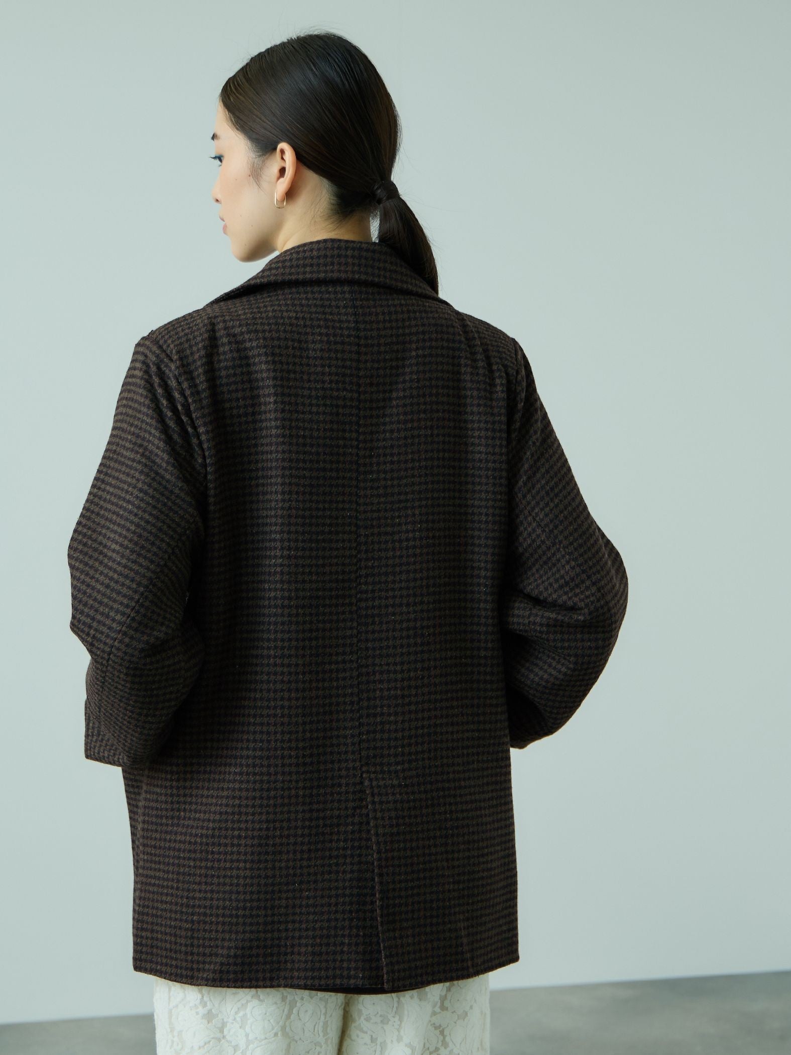 ツィーディチェックWボタンジャコット