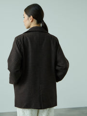 ツィーディチェックWボタンジャコット