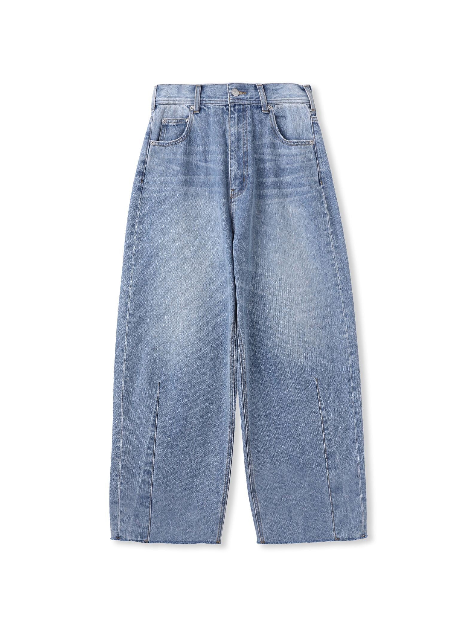 カーブデニムパンツ≪洗濯機で洗える≫