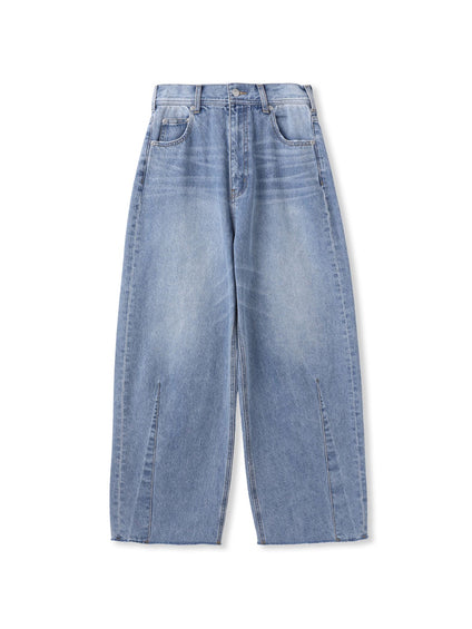 カーブデニムパンツ≪洗濯機で洗える≫