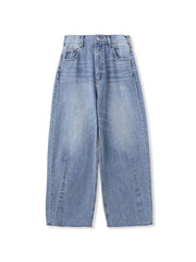 カーブデニムパンツ≪洗濯機で洗える≫