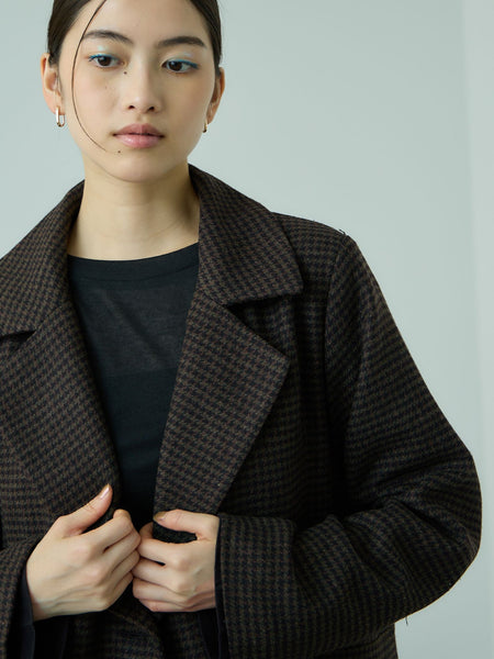 ツィーディチェックWボタンジャコット