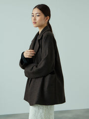 ツィーディチェックWボタンジャコット