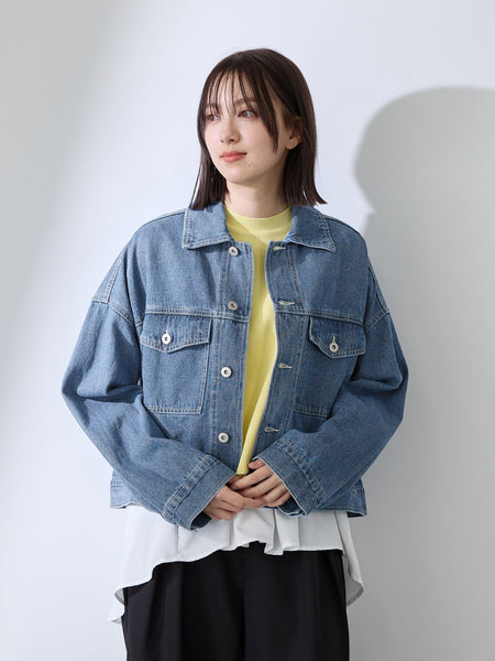 カラーデニムボクシーフィットブルゾン≪洗濯機で洗える≫