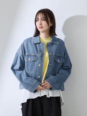 カラーデニムボクシーフィットブルゾン≪洗濯機で洗える≫