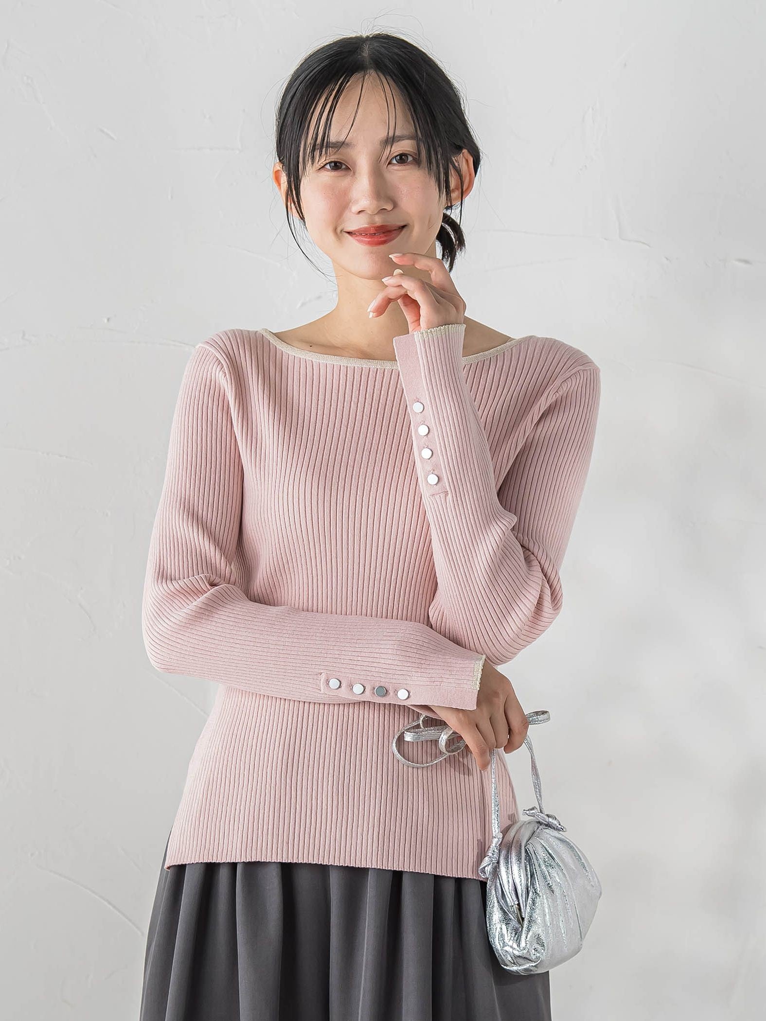 配色RIBニット≪手洗い可能≫