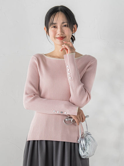 配色RIBニット≪手洗い可能≫