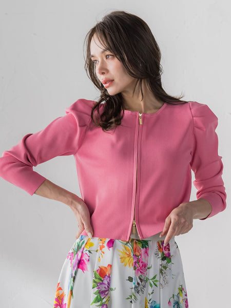 パフスリーブダブルジップブルゾン