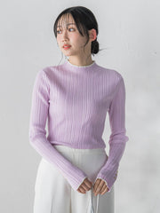 【新色追加】袖ボタンランダムリブニット≪手洗い可能≫